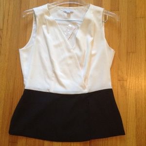 N Y & C Women's Sleeveless 2 Tone Wrap Blouse Top